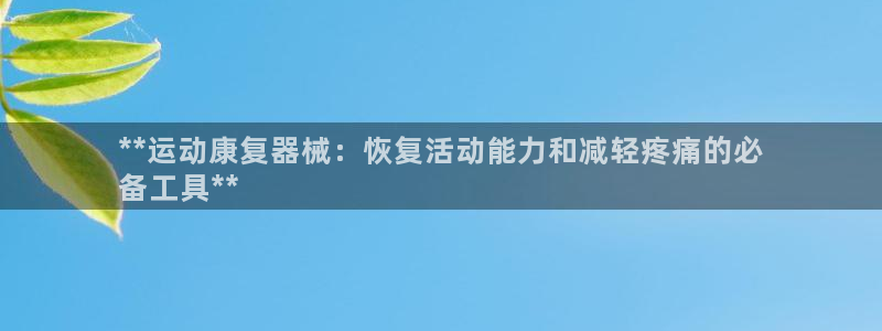 尊龙ag旗舰厅官网登录：**运动康复器械：恢复活动能